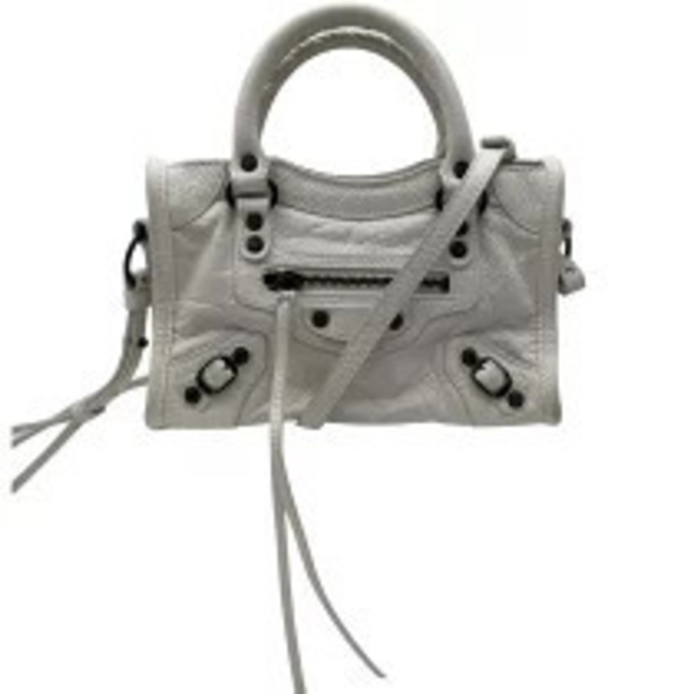 Balenciaga Le City Handbag White Black Iron Leather Shoulder Bag